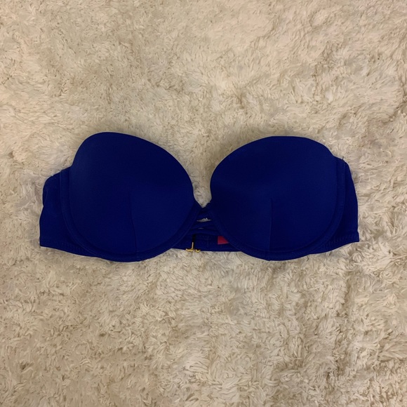 VICTORIA’S SECRET BLUE STRAPLESS SWIM TOP SIZE 32C - Picture 1 of 3